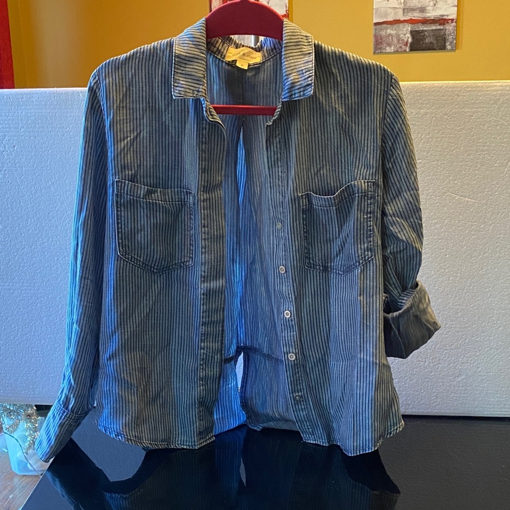 Cloth & Stone Blue Striped Shirt